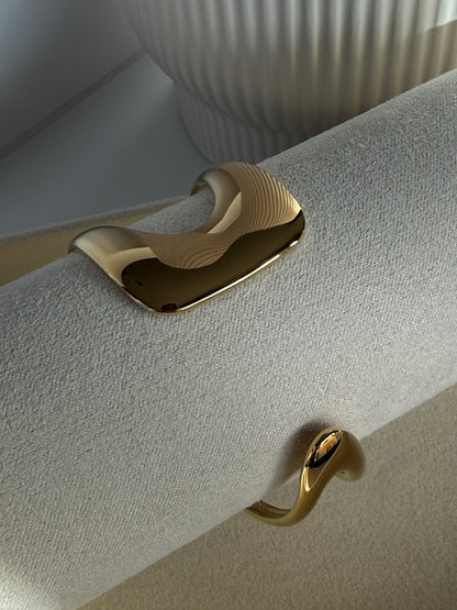 Adjustable Double Layer Cuff Bracelet, 18K Gold-Plated Stainless Steel