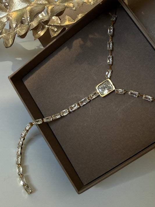 Y-Drop Necklace, Stainless Steel & 18K Gold Plated
