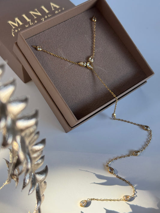 Y-Drop Necklace, Stainless Steel & 18K Gold Plated