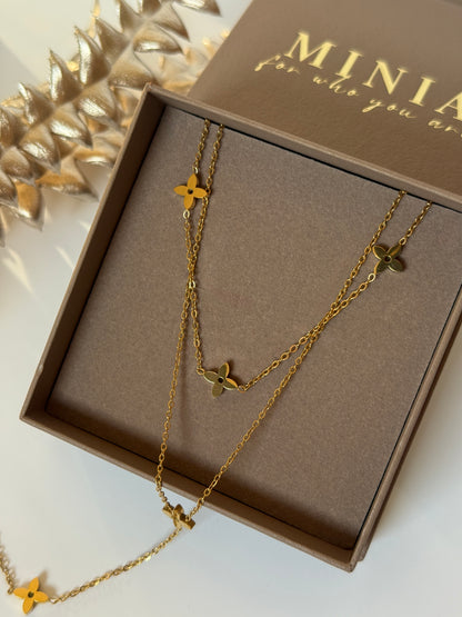 LILLY – Layered Clover Necklace, Gold Plated