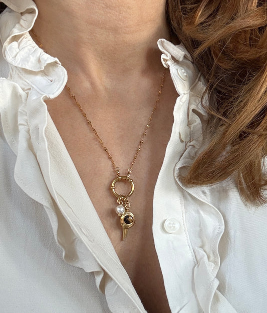 Twisted Oval Link Charm Halskette