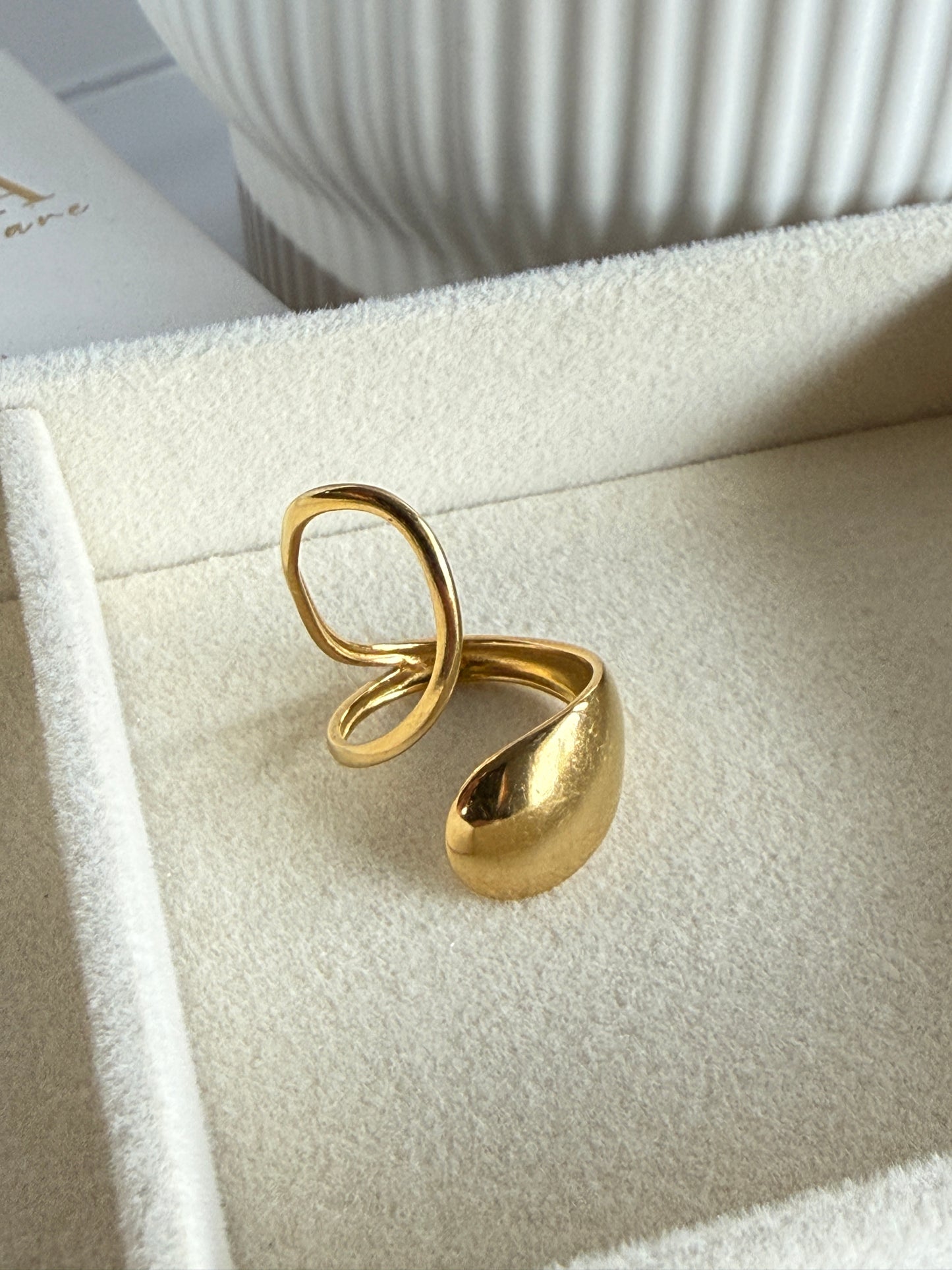 Adjustable Sculptural Ring, 18K Gold-Plated Stainless Steel