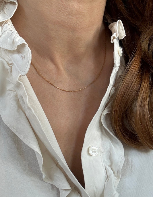 Fine Link Kette - 0,8 mm, 18K vergoldet