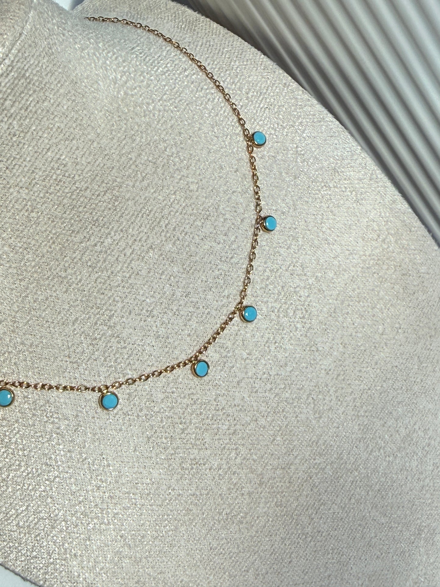 Turquoise Charm Necklace, 18K Gold-Plated Stainless Steel