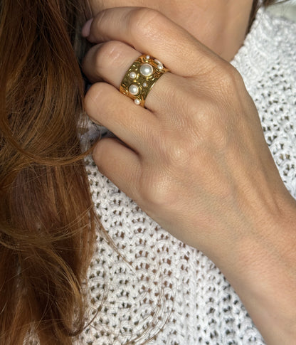 MILA – Pearl Ring, Gold Plated