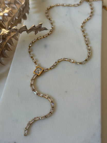 Y-Drop Necklace, Stainless Steel & 18K Gold Plated