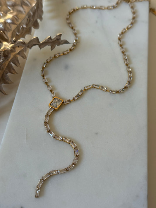 Y-Drop Necklace, Stainless Steel & 18K Gold Plated