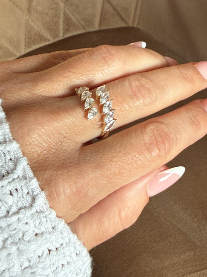 SOPHIA – Adjustable Marquise Cut Ring, Gold-Plated, Sterling Silver