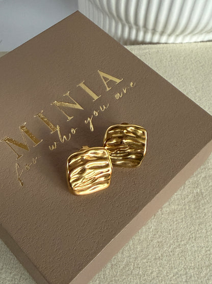Layered C-Hoop Earrings , 18K Gold Plated Stainless Steel