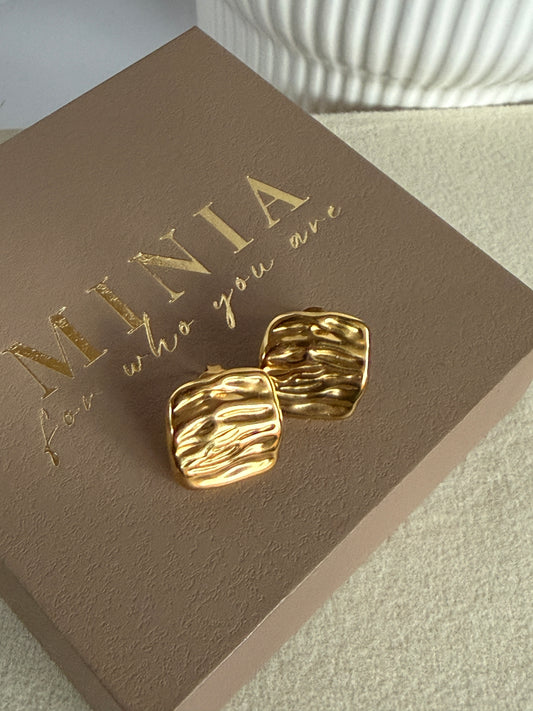 Layered C-Hoop Earrings , 18K Gold Plated Stainless Steel