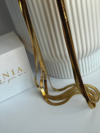 RIO – Flat Snake Chain Necklace, Gold Plated