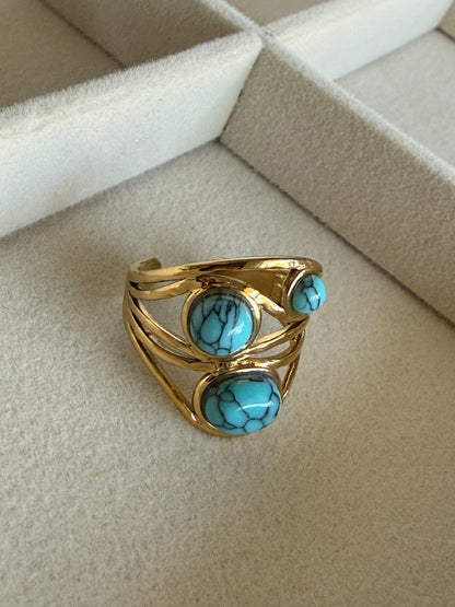 Adjustable Natural Stone Ring · 18K Gold-Plated Stainless Steel