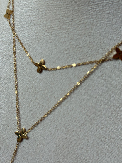 LILLY – Layered Clover Necklace, Gold Plated