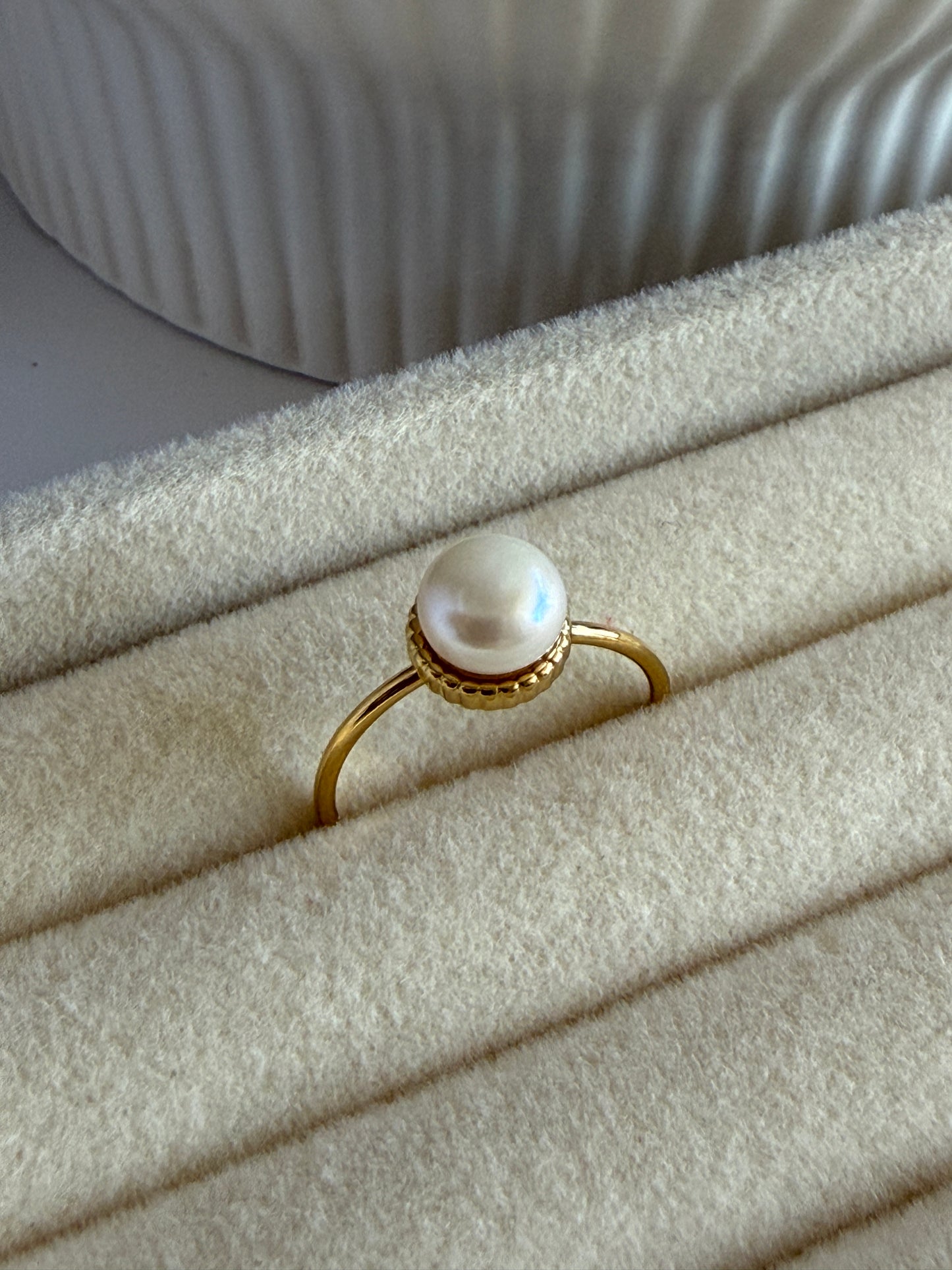 NOLA – Adjustable Pearl Ring, 18K Gold-Plated Sterling Silver