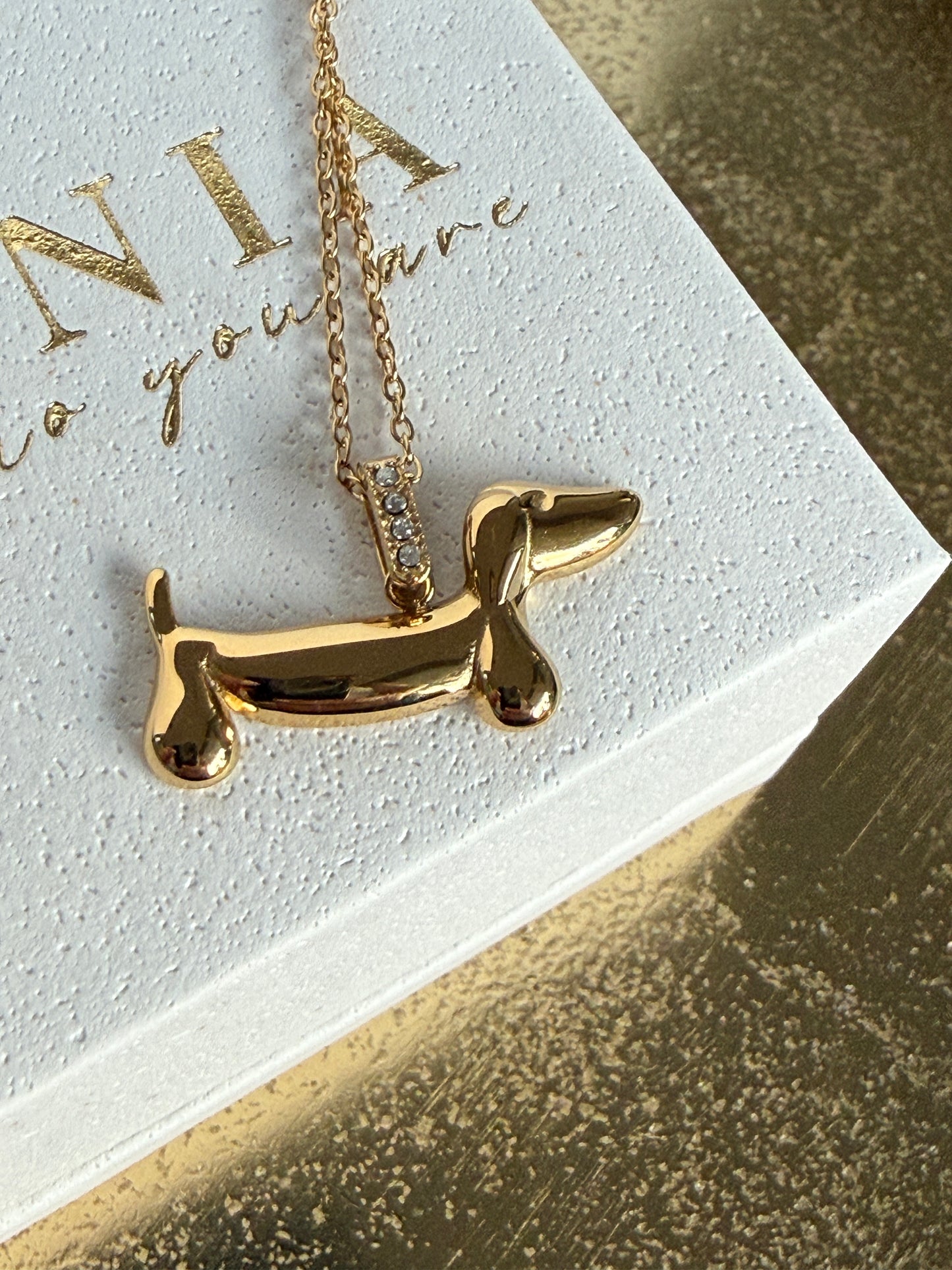 BRUNO - Dachshund Pendant Necklace, Gold Plated