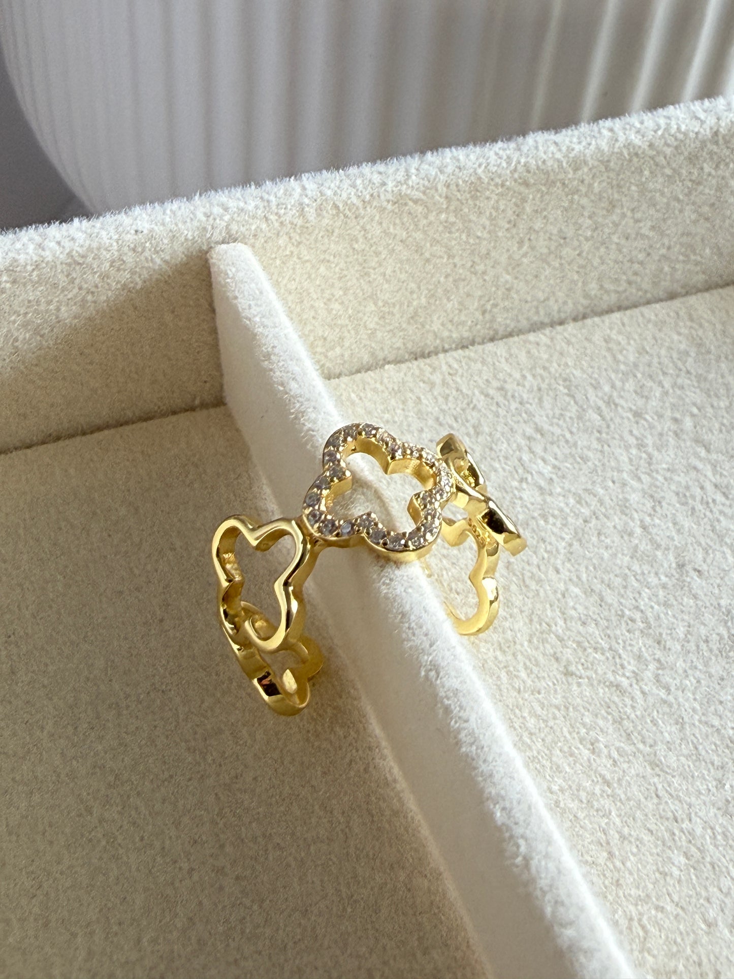 ELI – Adjustable Flower Ring, Gold-Plated Sterling Silver