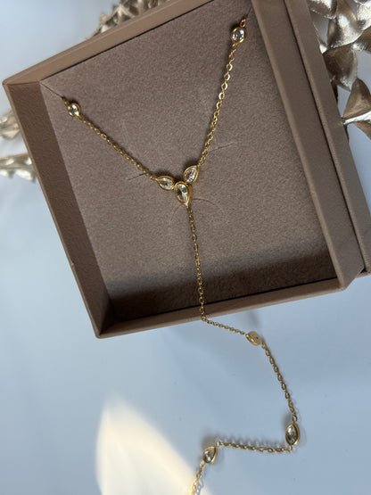 Y-Drop Necklace, Stainless Steel & 18K Gold Plated
