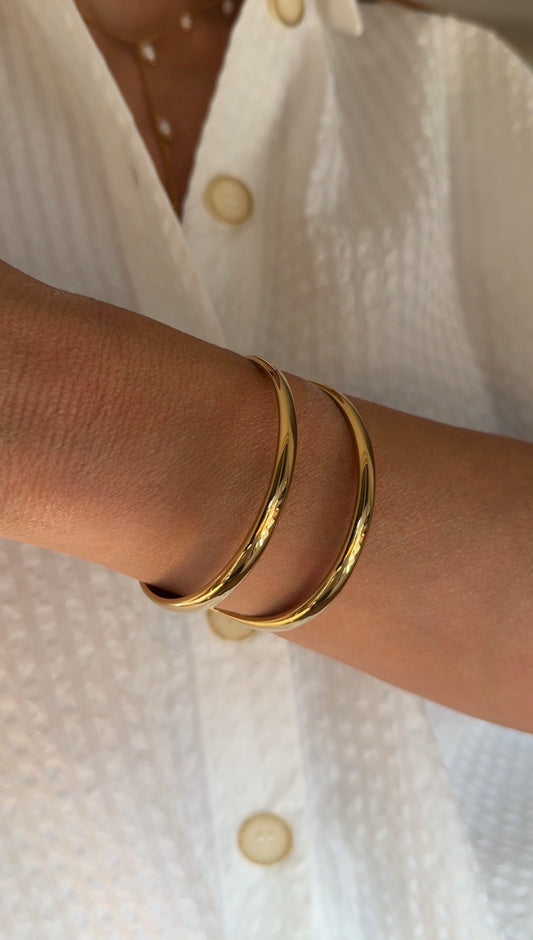 Adjustable Double Layer Cuff Bracelet, 18K Gold-Plated Stainless Steel