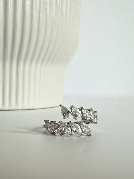 SOPHIA – Adjustable Marquise Cut Ring, Sterling Silver