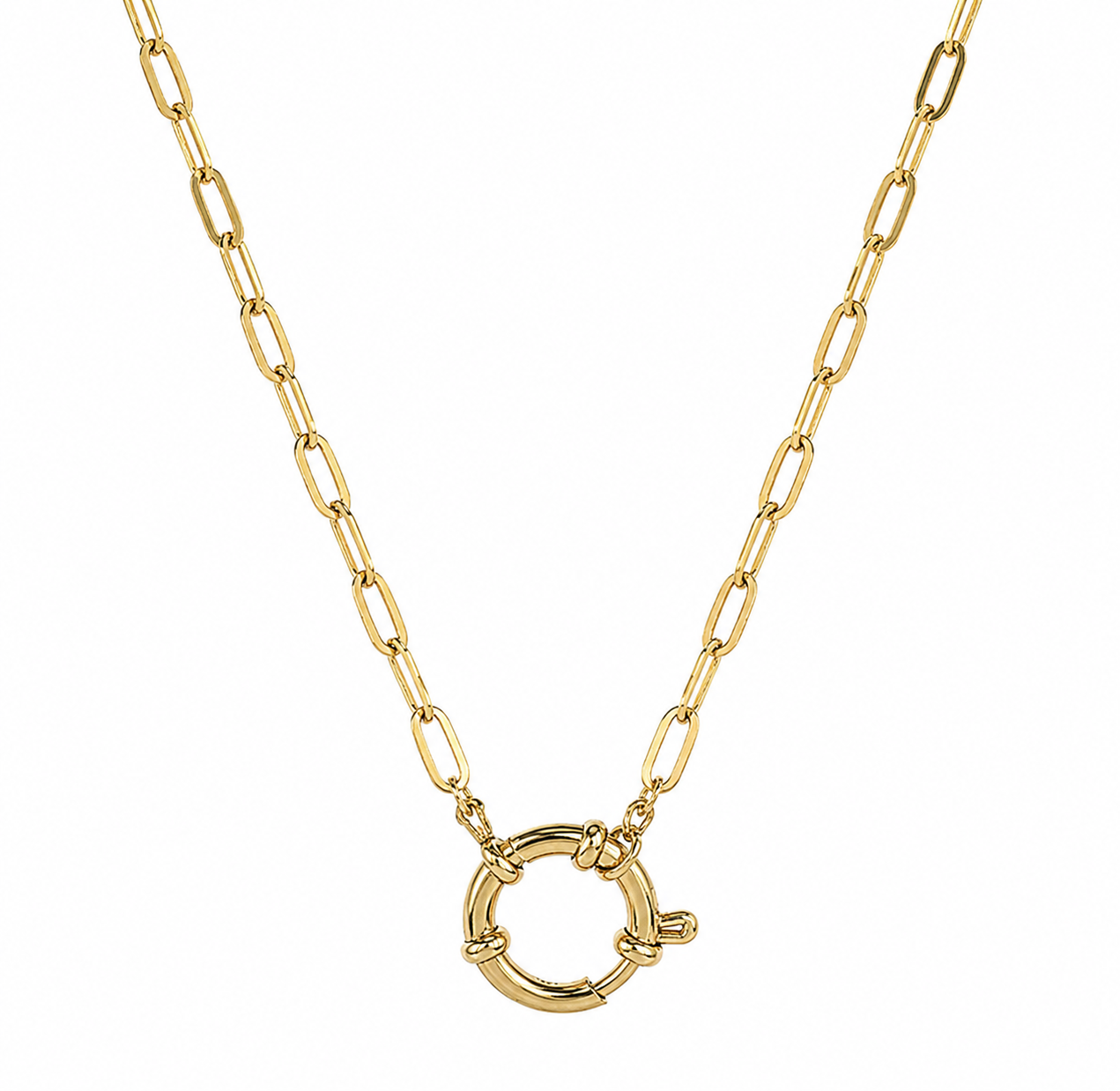 Open Ring Paperclip Charm Halskette Gold