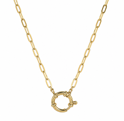 Open Ring Paperclip Charm Halskette Gold