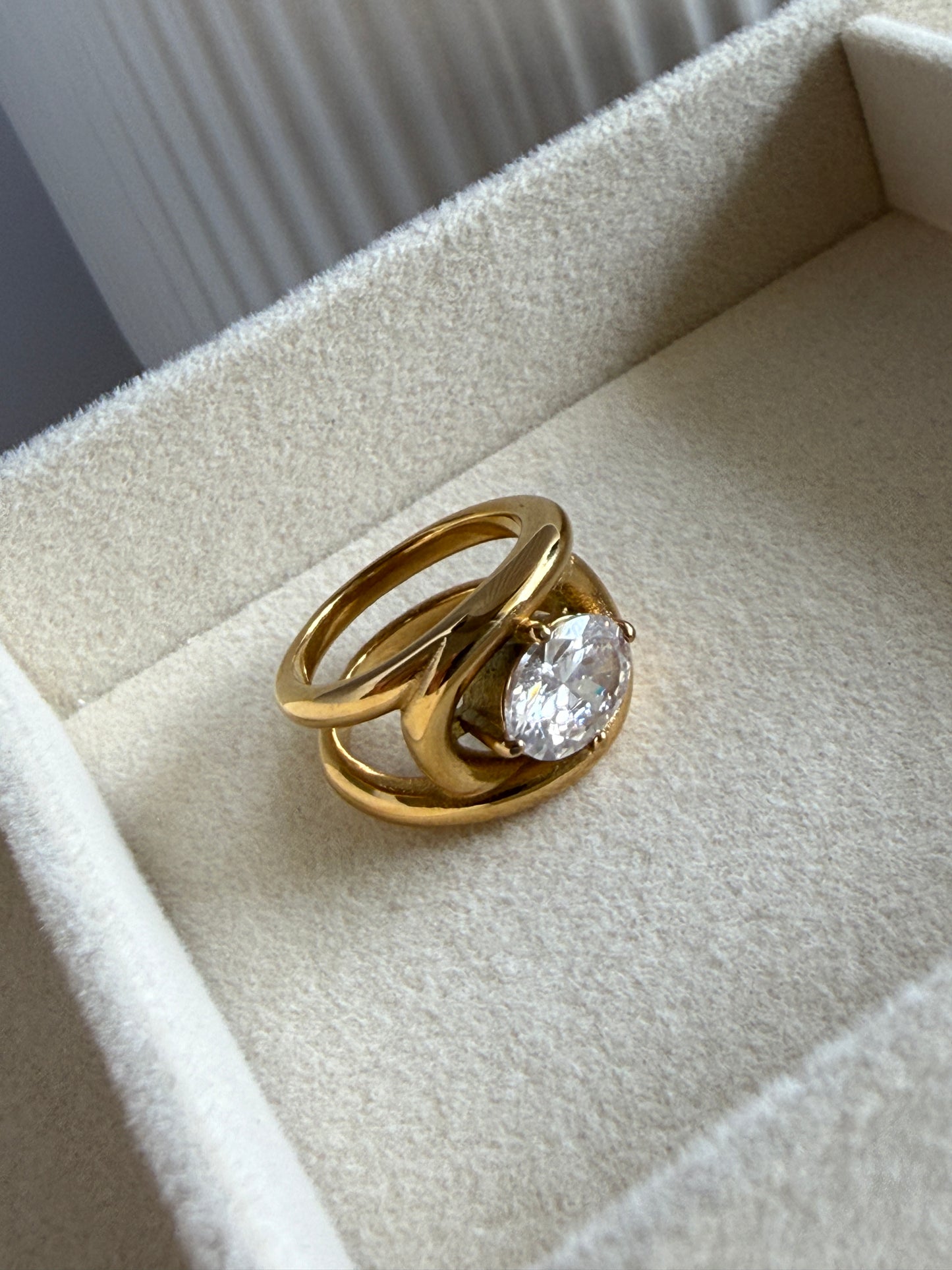 MARIE – Bezel Set Cubic Zirconia Ring, Gold-Plated
