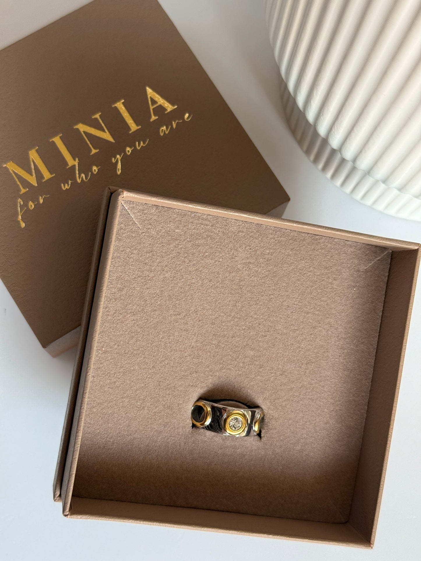 ELENA – Cubic Zirconia Ring, Silver & Gold-Plated