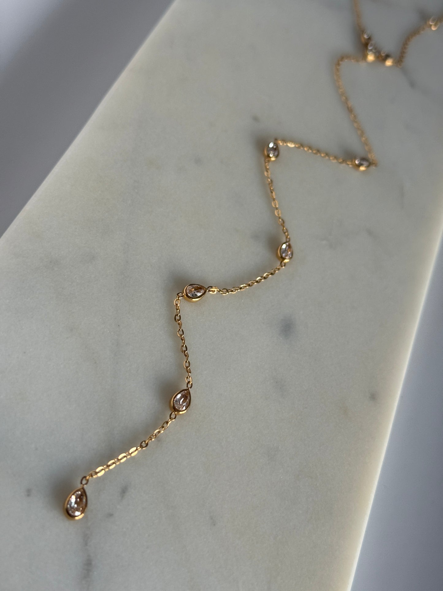 Y-Drop Necklace, Stainless Steel & 18K Gold Plated
