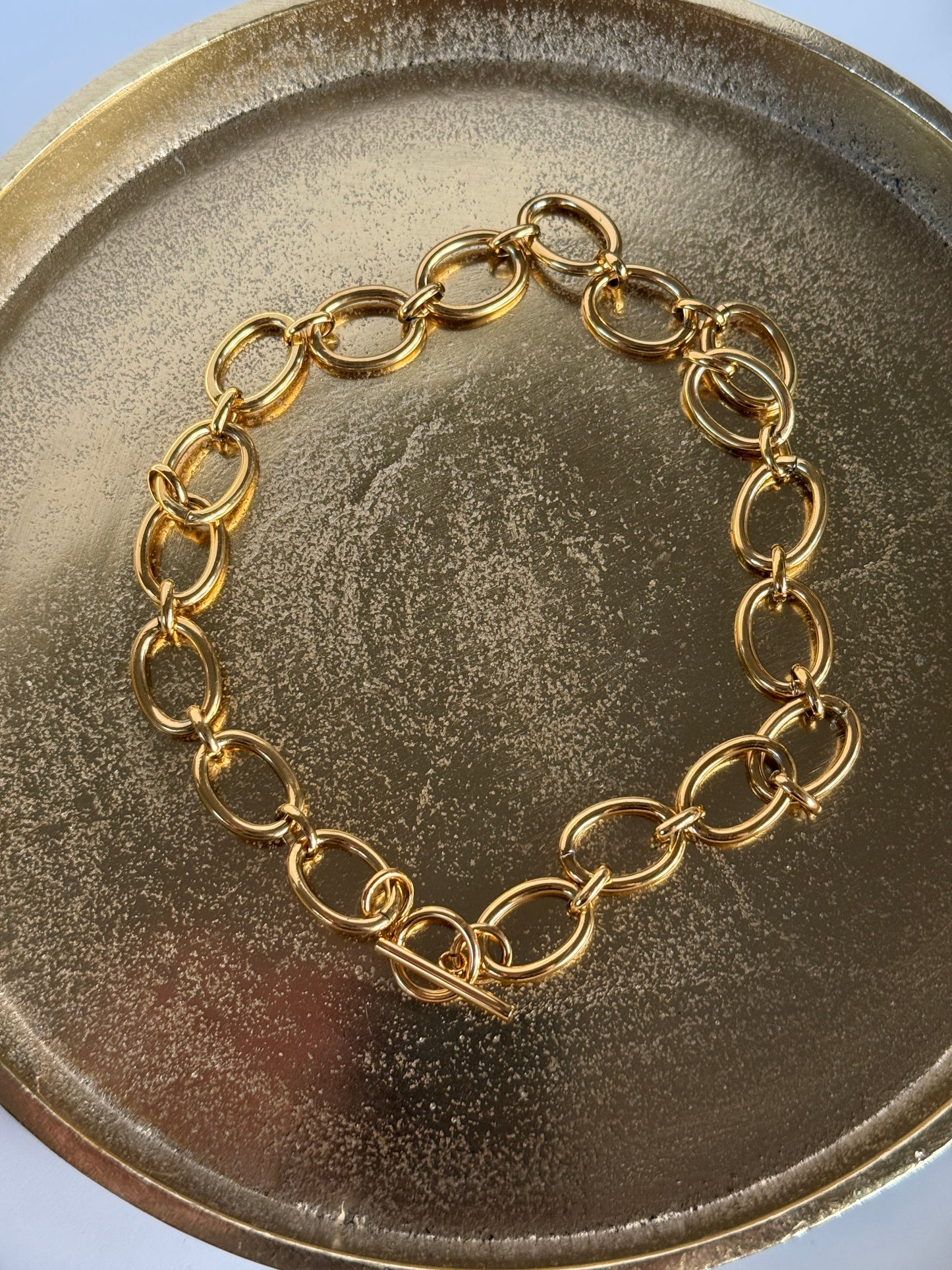 ELLA – Chunky Chain Necklace with Toggle Clasp, Gold Plated
