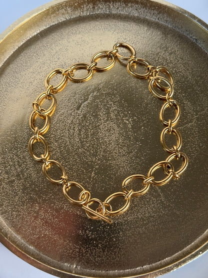 ELLA – Chunky Chain Necklace with Toggle Clasp, Gold Plated