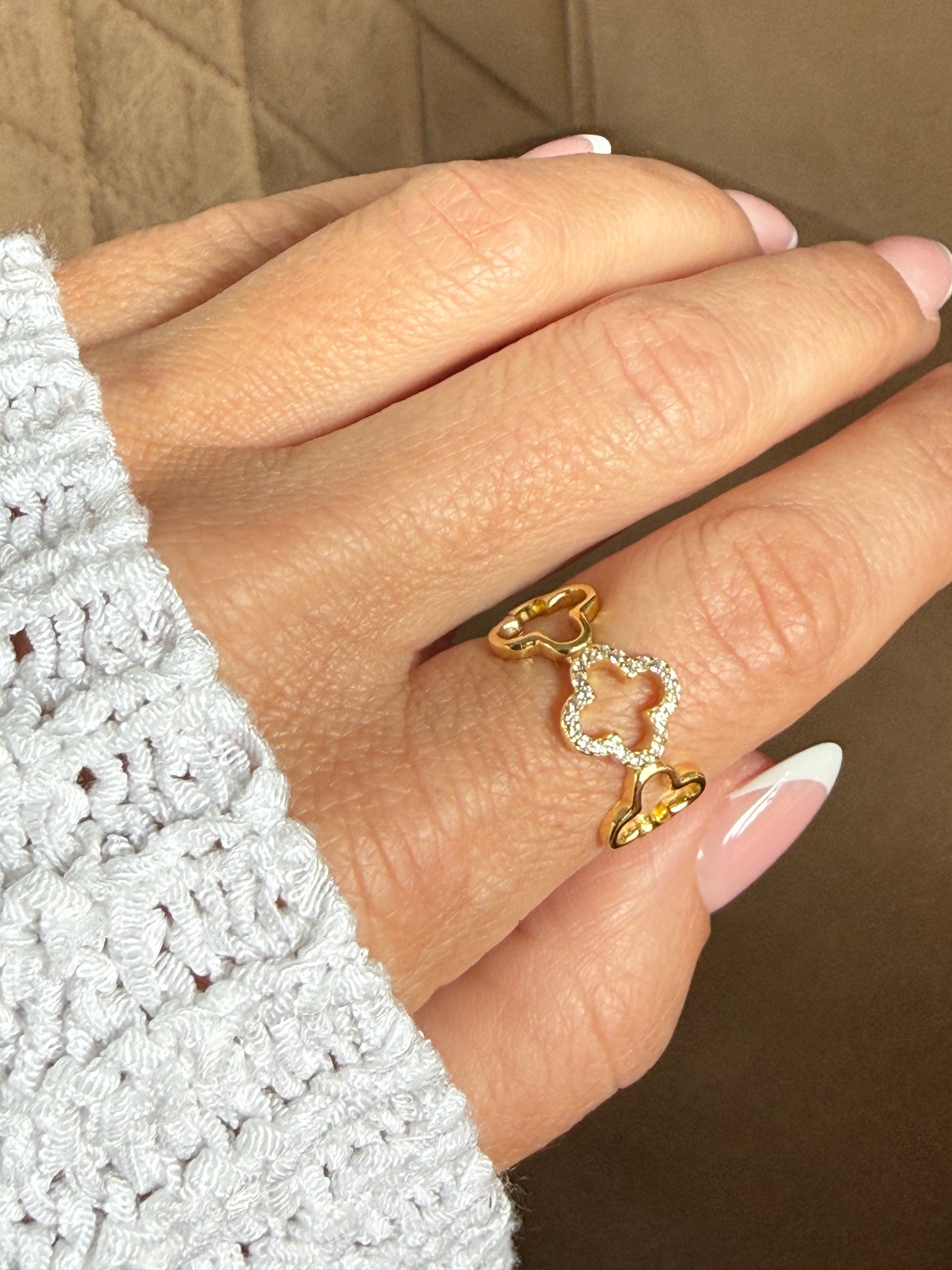 ELI – Adjustable Flower Ring, Gold-Plated Sterling Silver