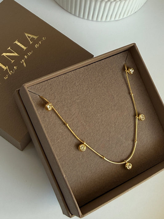 NANI – Fine Chain Necklace with Zirconia, Gold Plated