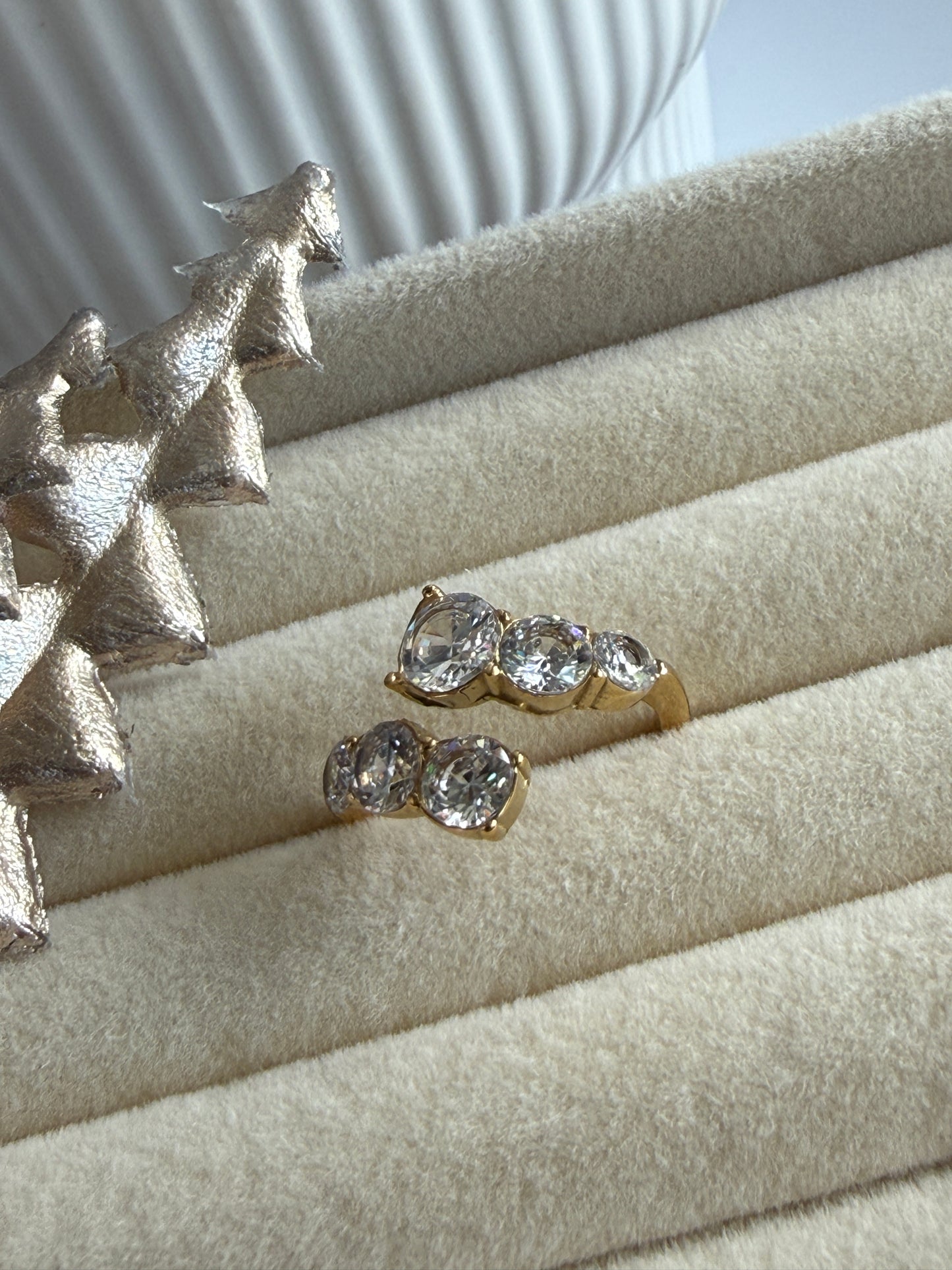 KLARA – Adjustable Cubic Zirconia Ring, 18K Gold-Plated