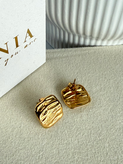 Layered C-Hoop Earrings , 18K Gold Plated Stainless Steel