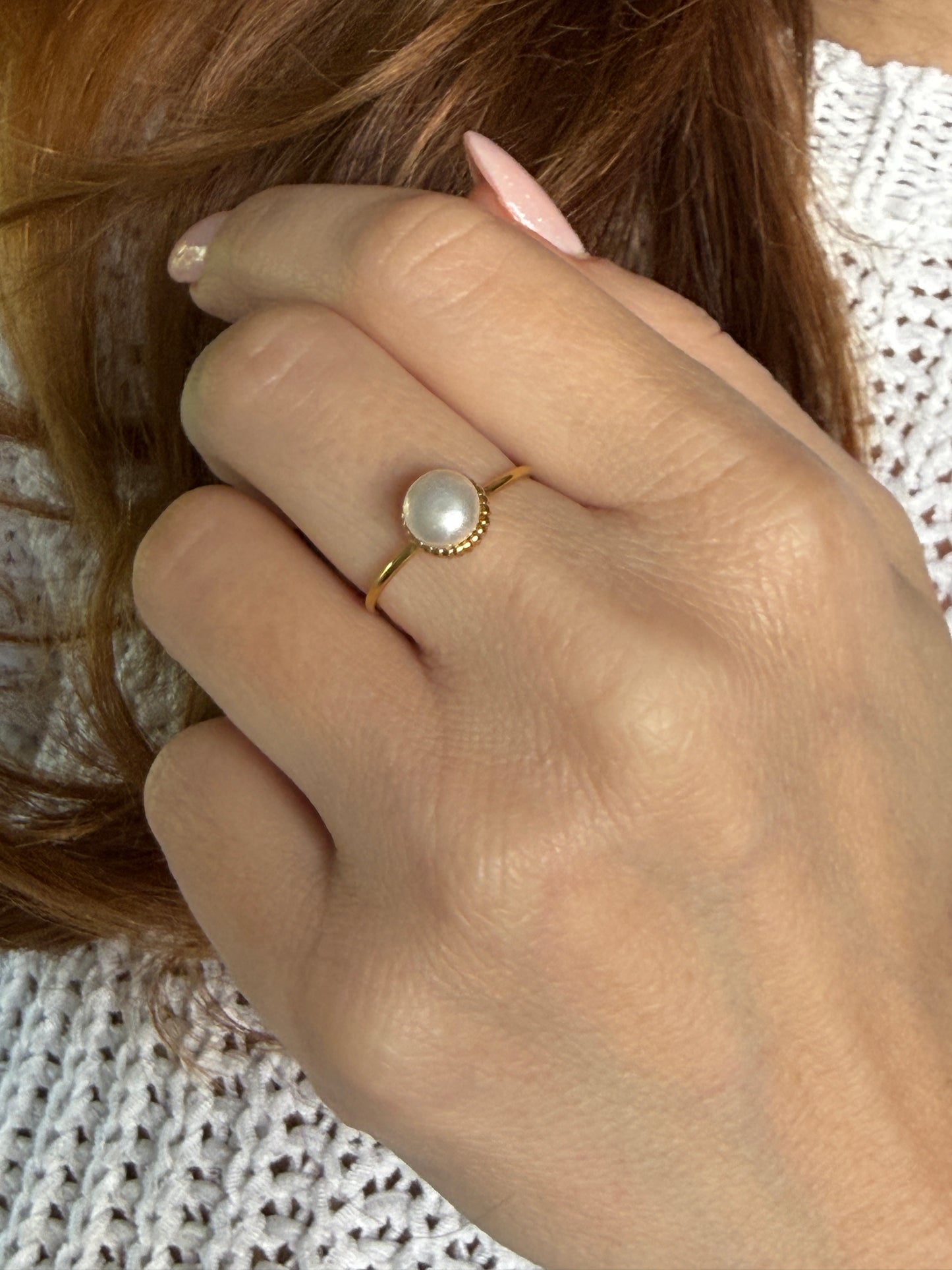 NOLA – Adjustable Pearl Ring, 18K Gold-Plated Sterling Silver