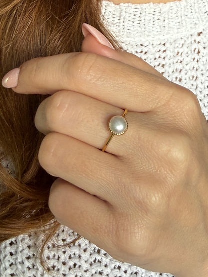 NOLA – Adjustable Pearl Ring, 18K Gold-Plated Sterling Silver