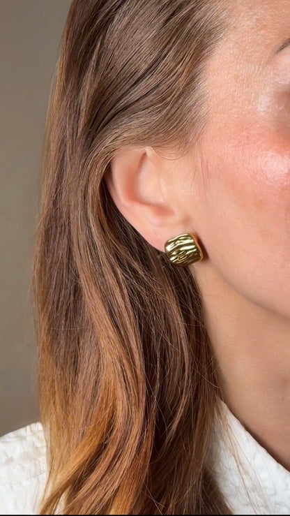 Layered C-Hoop Earrings , 18K Gold Plated Stainless Steel
