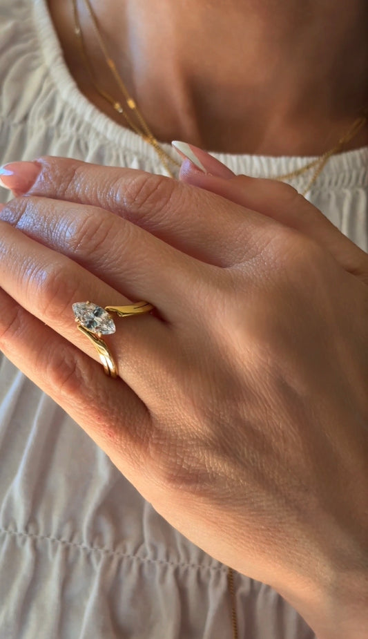 AVA – Cubic Zirconia Ring, 18K Gold-Plated