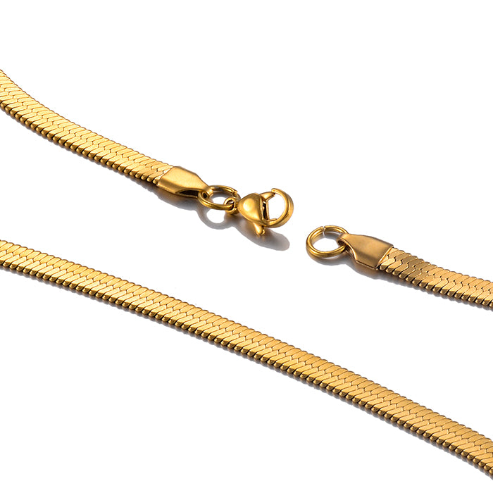 RIO – Flat Snake Chain Necklace, Gold Plated