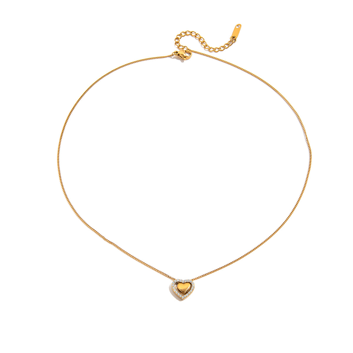 ALMA – Heart Zirconia Necklace, Gold Plated