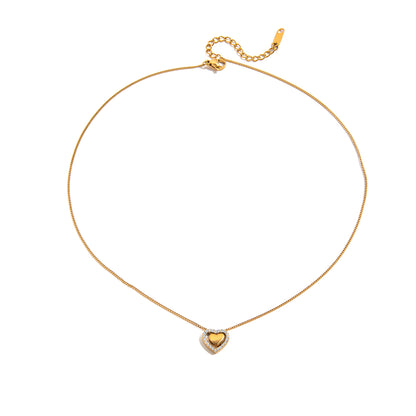 ALMA – Heart Zirconia Necklace, Gold Plated