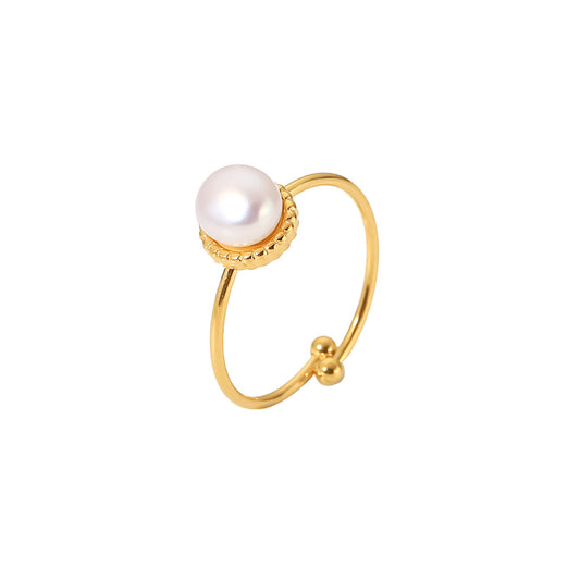 NOLA – Adjustable Pearl Ring, 18K Gold-Plated Sterling Silver