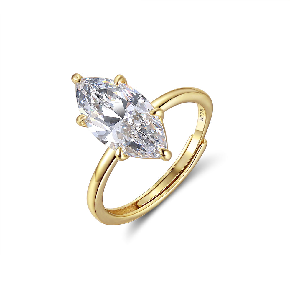 LIVI – Adjustable 8A Cubic Zirconia Ring – Gold-Plated Sterling Silver