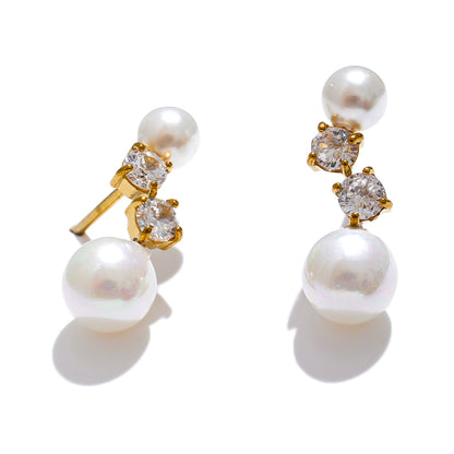 NOA – Mini Pearl Stud Earrings, Gold Plated