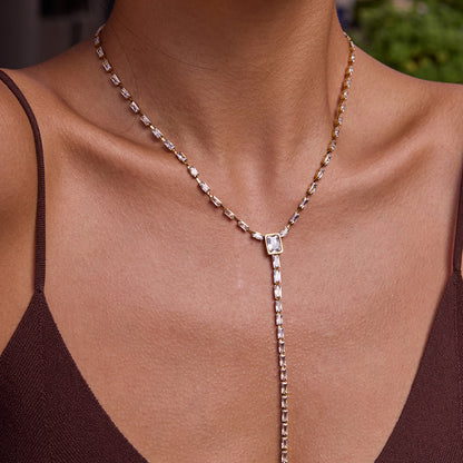 Y-Drop Necklace, Stainless Steel & 18K Gold Plated