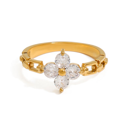 FLORA – Cubic Zirconia Ring, 18K Gold-Plated