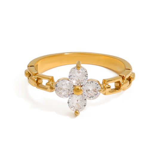 FLORA – Cubic Zirconia Ring, 18K Gold-Plated