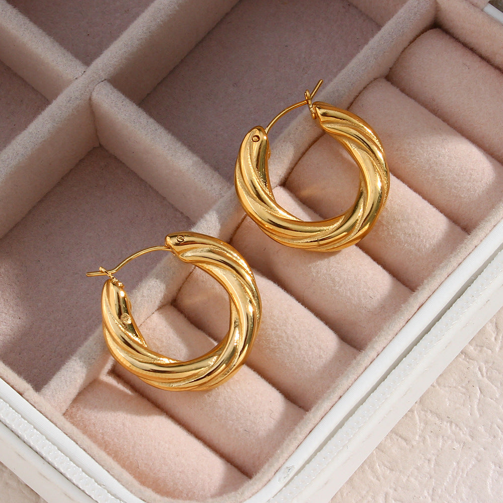 GRACIE – Twisted Hoop Earrings, Gold Plated