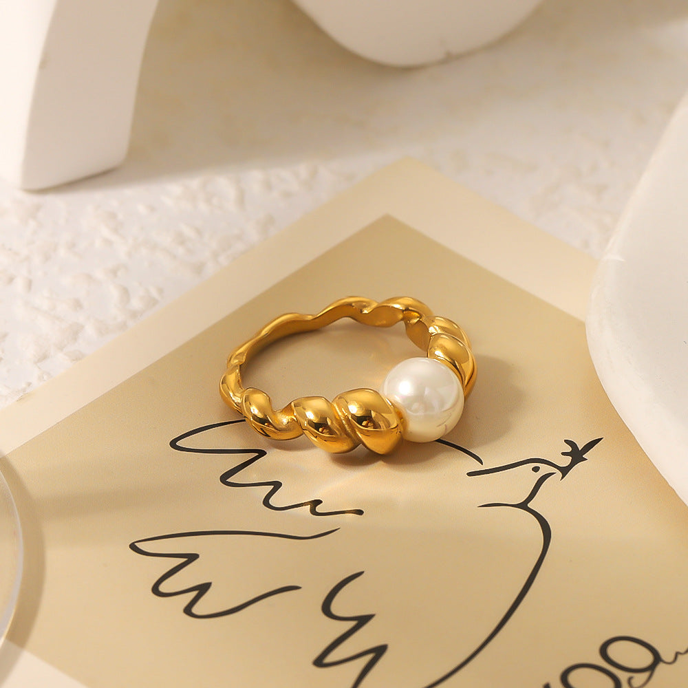 NILA – Pearl Ring, 18K Gold-Plated