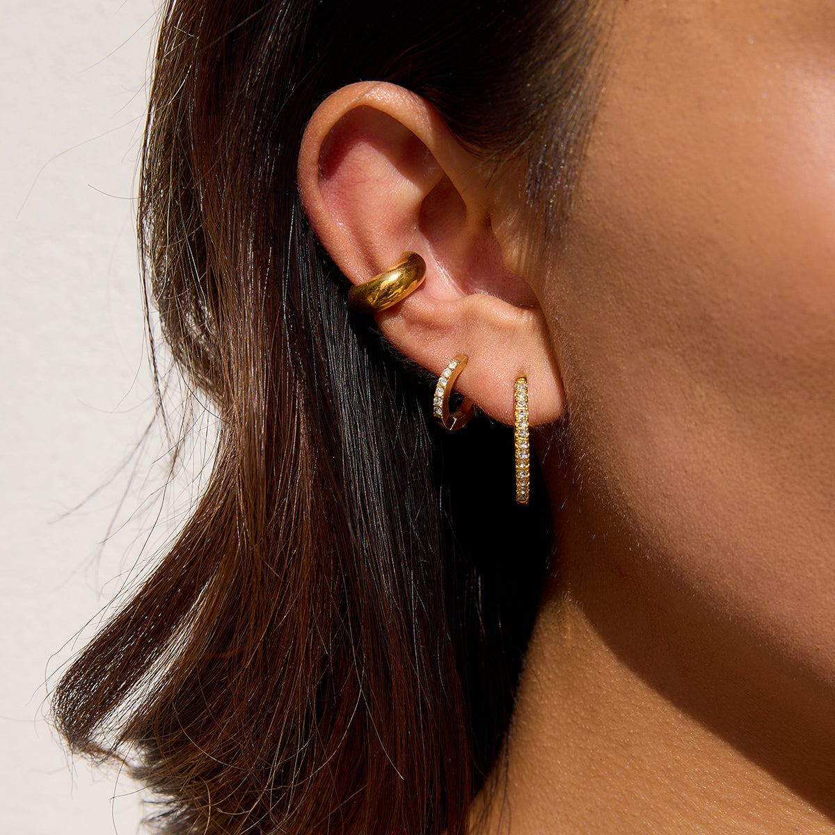 CLARISSA – Zirkonia Hoop Earrings, Gold Plated